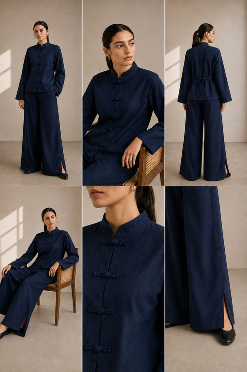 Soft Khaddar Co-ord Set, Midnight Knot Co-ord