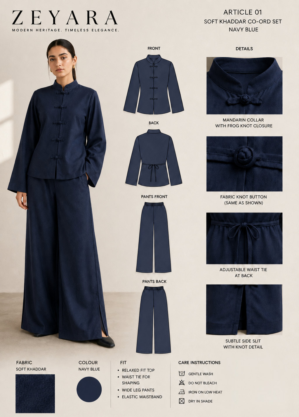 Soft Khaddar Co-ord Set, Midnight Knot Co-ord
